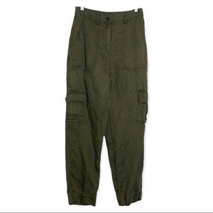 Rails Anthropologie Olive Green Linen Lyocell Blend Cargo Pants Size XS